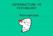 INTRODUCTION TO PSYCHOLOGY Perception. “Perception refers to the interpretation of what we take in through our senses. In terms of optical illusions this