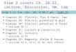 1 Exam 2 covers Ch. 28-33, Lecture, Discussion, HW, Lab Chapter 28: Electric flux & Gauss’ law Chapter 29: Electric potential & work Chapter 30: Electric