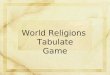 World Religions Tabulate Game. wild cards wild cards ordinary cards