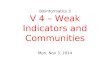 Bioinformatics 3 V 4 – Weak Indicators and Communities Mon, Nov 3, 2014
