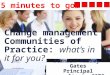Change management Communities of Practice: what’s in it for you? Bernard Murray-Gates Principal consultant, CITI 15 seconds…30 seconds…45 seconds…1 minute…2