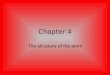 Chapter 4 The structure of the atom. Atom Smallest part of an element that retains the properties of the element