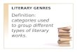 L ITERARY G ENRES Definition: categories used to group different types of literary works