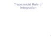 1 Trapezoidal Rule of Integration. 2 What is Integration Integration: The process of measuring the area under a function plotted on a graph. Where: f(x)
