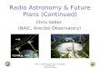 NAIC’s 2009 Program Plan & Budget Presentation December 2008 Radio Astronomy & Future Plans (Continued) Chris Salter (NAIC, Arecibo Observatory)