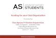 Funding for your Club/Organization Presented by: Thao Nguyen & Shushan Kapaktchian Chair of Finance – Assistant Chair chairoffinance@csunas.org asstchairoffinance@csunas.org