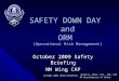 Joseph R. Perea, M.D., Maj, CAP NM Wing Director of Safety October 2009 Safety Briefing NM Wing CAP SAFETY DOWN DAY and ORM (Operational Risk Management)