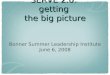 SERVE 2.0: getting the big picture Bonner Summer Leadership Institute June 6, 2008