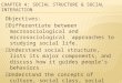 Objectives:  Differentiate between macrosociological and microsociological approaches to studying social life.  Understand social structure, lists its