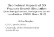 Geometrical Aspects of 3D Fracture Growth Simulation (Simulating Fracture, Damage and Strain Localisation: CSIRO, March 2010) John Napier CSIR, South Africa