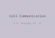 Cell Communication A.P. Biology Ch. 11. Goals & Objectives Describe in writing important communication pathways for a cell Describe in writing how each