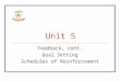 1 Unit 5 Feedback, cont. Goal Setting Schedules of Reinforcement