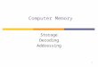 Computer Memory Storage Decoding Addressing 1. Memories We've Seen SIMM = Single Inline Memory Module DIMM = Dual IMM SODIMM = Small Outline DIMM RAM