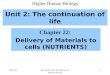 Unit 2: The continuation of life Chapter 22: Delivery of Materials to cells (NUTRIENTS) 30/11/2015Mrs Smith Ch22 The delivery of nutrients to cells 1 Higher