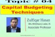 Hasanzulfiqar@yahoo.co.uk 1. ZULFIQAR HASAN 2 Definition of Capital Budgeting, Importance and scope of capital budgeting, types of investment projects,