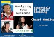 Copyright © 2011 Cengage Learning 1.1 Chapter 4 – Analyzing Your Audience Essentials of Public Speaking Cheryl Hamilton, Ph.D. 5th Edition Analyzing Your