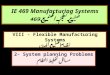 VIII - Flexible Manufacturing Systems نظام التصنيع المرن 2- System planning Problems مسائل تخطيط النظام IE 469 Manufacturing Systems 469 صنع نظم