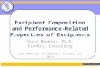 Excipient Composition and Performance-Related Properties of Excipients Chris Moreton, Ph.D. FinnBrit Consulting IPEC-Americas FDA Seminar, October 21,