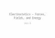 Electrostatics – Forces, Fields, and Energy Unit 8