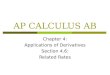 AP CALCULUS AB Chapter 4: Applications of Derivatives Section 4.6: Related Rates