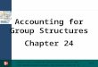 Accounting for Group Structures Chapter 24 24-1 PowerPoint slides to accompany New Zealand Financial Accounting 5e by Samkin Slides adapted by Murugesh