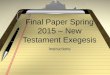 Final Paper Spring 2015 – New Testament Exegesis Instructions