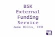 BSK External Funding Service Jane Ollis, CEO. Our Approach We pride ourselves on our strategic approach to funding. We provide practical and enthusiastic