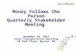 Money Follows the Person Quarterly Stakeholder Meeting November 28, 2012 State Transportation Building 10 Park Plaza, Boston, MA