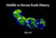 Middle to Recent Earth History Sci 4.3. Mesozoic era 248-65 mya Pangea breaks into Laurasia and Gondwanaland