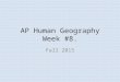 AP Human Geography Week #8. Fall 2015. AP Human Geography 10/26/15  OBJECTIVE: Demonstrate mastery of Chapter#3- Migration. APHugII-C
