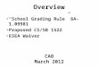 Overview “School Grading Rule” 6A-1.09981 Proposed CS/SB 1522 ESEA Waiver CAO March 2012