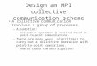Design an MPI collective communication scheme A collective communication involves a group of processes. –Assumption: Collective operation is realized based