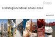 Junio 2013 Estrategia Sindical Enaex 2013. ENAEX S.A.  Filial del Holding SK; 92 años  3° productor de NH3 (3 plantas productoras)  1° proveedor de