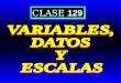 CLASE 129. TIPOS DE VARIABLES  Cualitativas  Cuantitativas Discretas Continuas