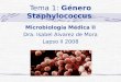 Tema 1: Género Staphylococcus Microbiología Médica II Dra. Isabel Alvarez de Mora Lapso II 2008