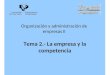 Tema 2.- La empresa y la competencia Organización y administración de empresas II
