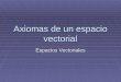 Axiomas de un espacio vectorial Espacios Vectoriales