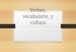 Verbos, vocabulario, y cultura. Diálogo rápido Prueba de verbos