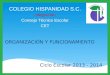 Ciclo Escolar 2013 - 2014 COLEGIO HISPANIDAD S.C. Integración Consejo Técnico Escolar CET ORGANIZACIÓN Y FUNCIONAMIENTO