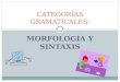 MORFOLOGÍA Y SINTAXIS CATEGORÍAS GRAMATICALES:. CLASES DE PALABRAS CATEGORÍAS GRAMATICALES -SUSTANTIVO O NOMBRE -ADJETIVO -PRONOMBRE -VERBO -ADVERBIO