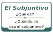 El Subjuntivo ¿Cuándo se usa el subjuntivo? ¿Qué es? Y