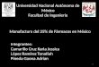 Universidad Nacional Autónoma de México Facultad de Ingeniería Manufactura del 25% de Fármacos en México Integrantes: Camarillo Cruz Karla Jessica López