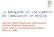 La búsqueda de indicadores de innovación en México. José Luis Solleiro, Katya Luna, Flor Escalante, Rosario Castañón y Jorge Aguilar Universidad Nacional