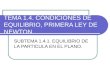 TEMA 1.4. CONDICIONES DE EQUILIBRIO, PRIMERA LEY DE NEWTON. SUBTEMA 1.4.1. EQUILIBRIO DE LA PARTICULA EN EL PLANO
