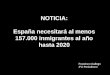 NOTICIA: España necesitará al menos 157.000 inmigrantes al año hasta 2020 Francisco Gallego 3ºA Periodismo