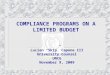 COMPLIANCE PROGRAMS ON A LIMITED BUDGET