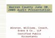 Warren County June 30, 2009 Audit Presentation