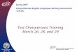 Test Chairpersons Training March 26, 28, and 29