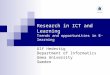 Research in ICT and Learning Trends and opportunities in E-learning
