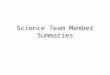 Science Team Member Summaries